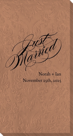 Romantic Just Married Carte Embossed Guest Towels
